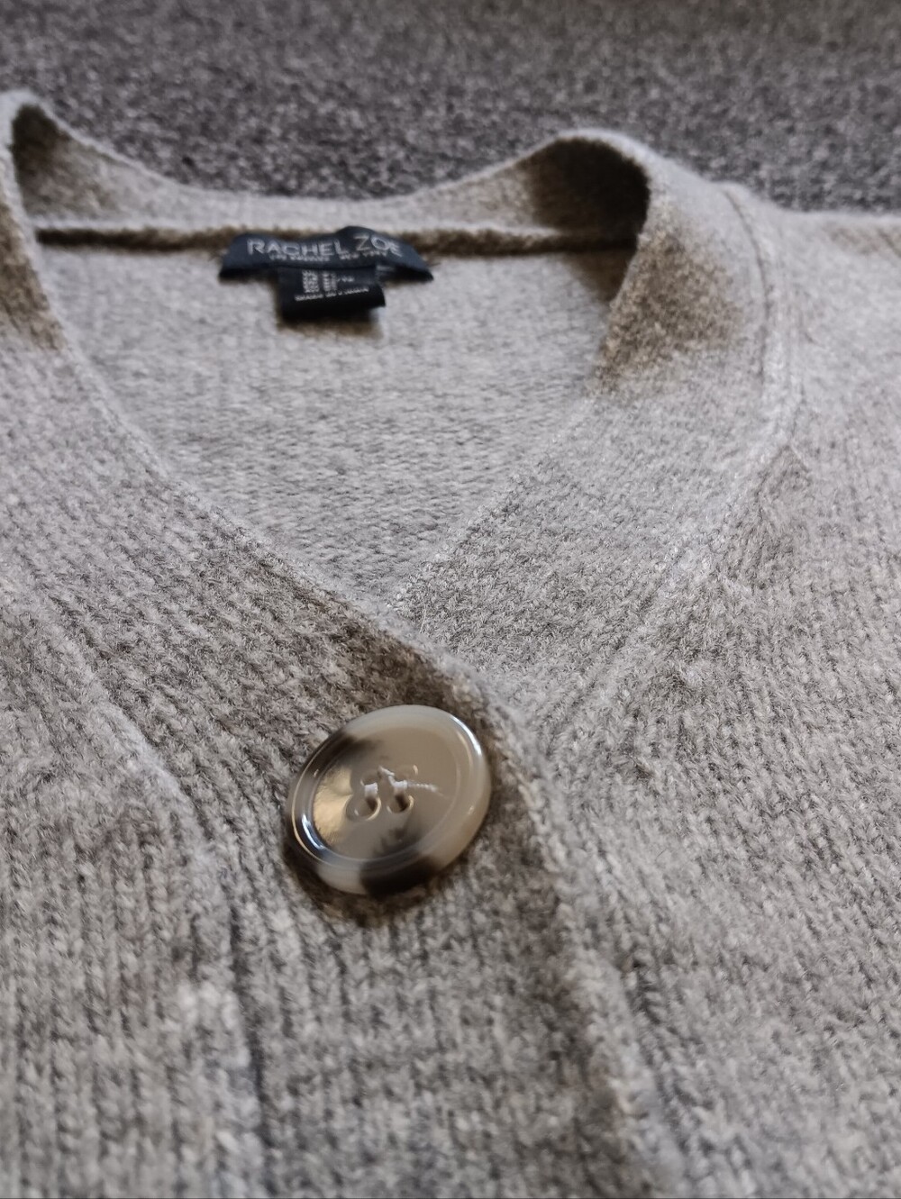 Rachel Zoe Preppy Gray Button Up 3% Wool V-Neck Cardigan Womens Extra Small XS - Picture 5 of 10